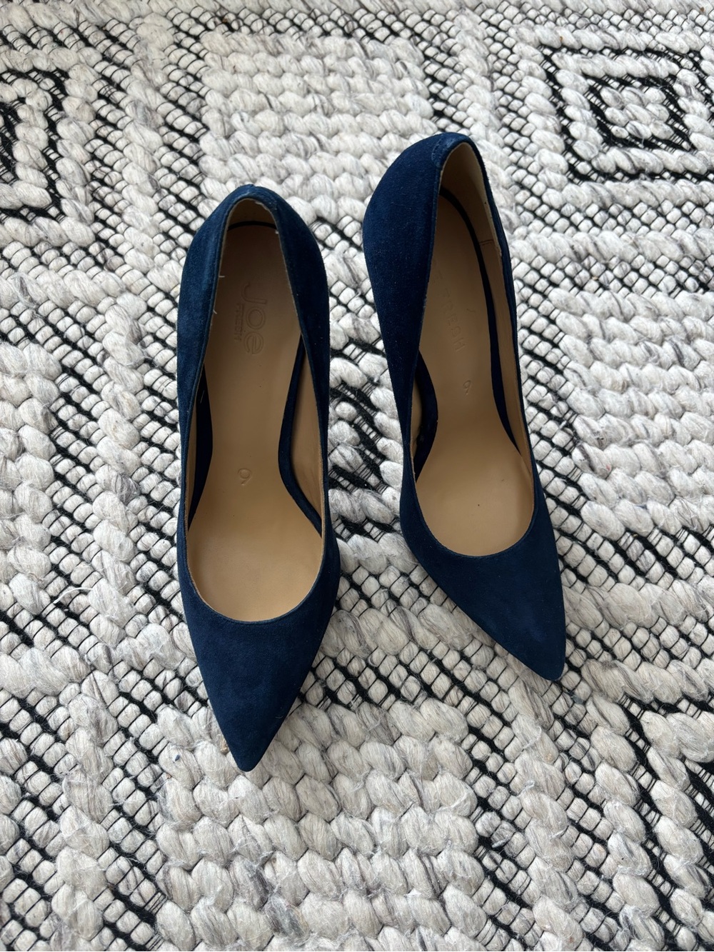 Navy Suede/Leather Pointed Toe Pumps